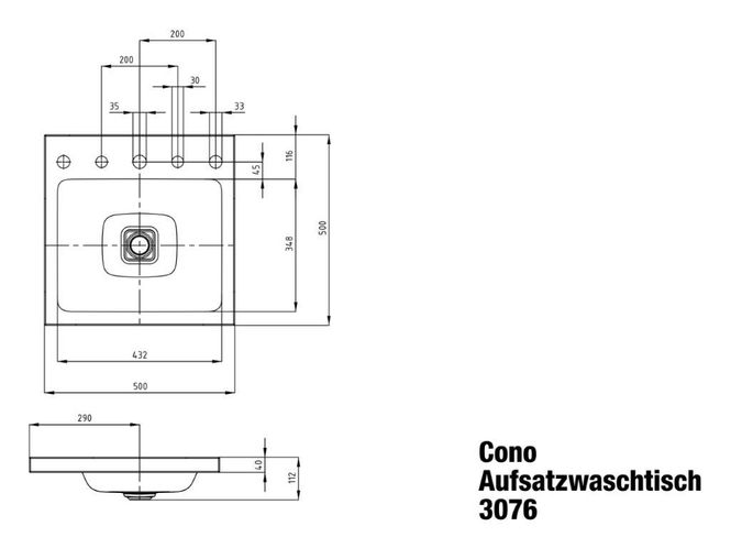 Hovedbilde Kaldewei CONO Mod 3076 Toppmontert Servant, 50x50 cm, Cool Grey 70, 3 ...