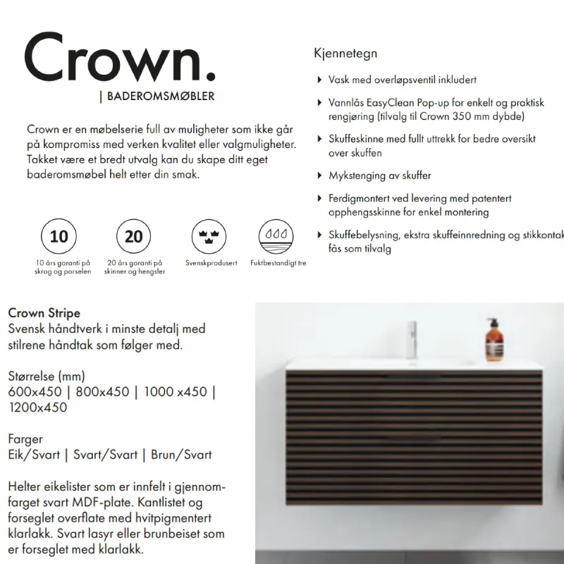 Macro Crown Stripe servantskap 120 cm med porselensservant
