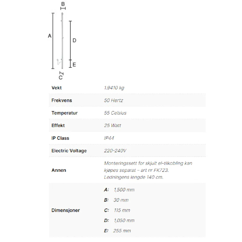 Smedbo Dry FK715 håndkletørker