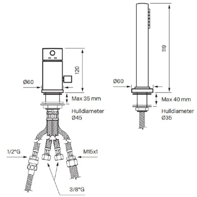 Hovedbilde Tapwell BI048 badekarbatteri