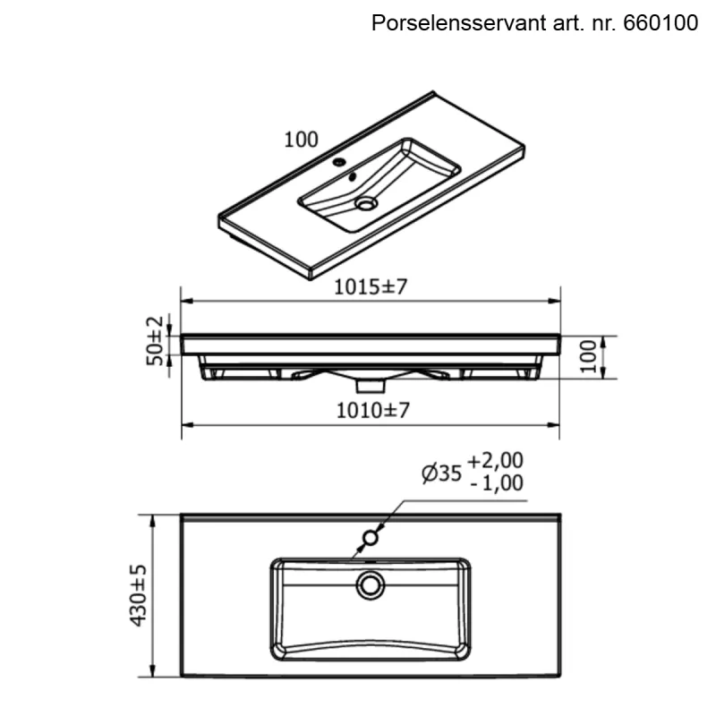 OUTLET: INR Viskan Grip 100 cm Baderomsmøbel u/ Servant Hvit - Utstilling