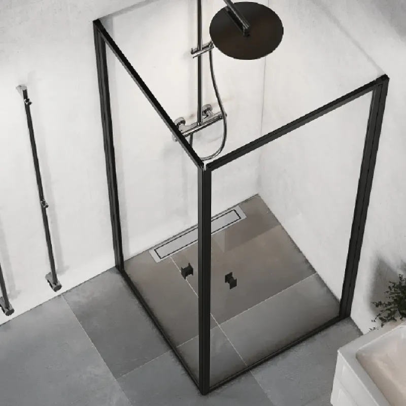 OUTLET: Macro Empire Dusjhjørne 79x89 cm - Uten sprosser - Matt sort