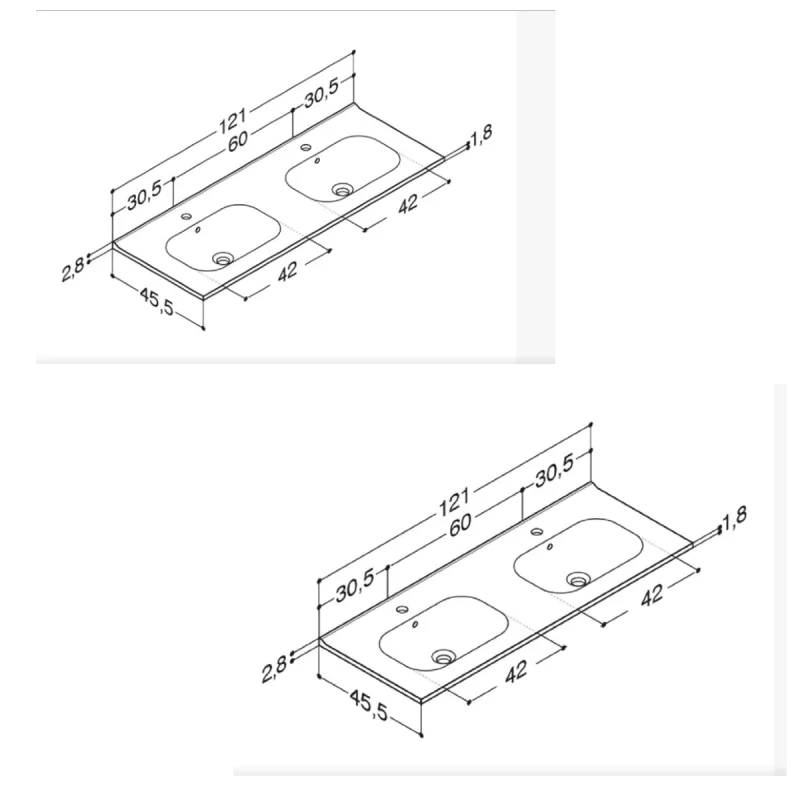 Dansani Kantate dobbel møbelservant 121-161 cm - porselen