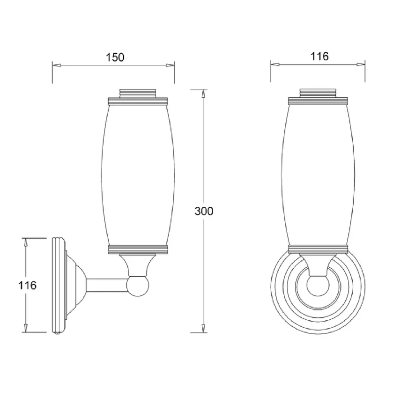 Burlington Rund tubeformet vegglampe med LED-lys - Krom/frostet 