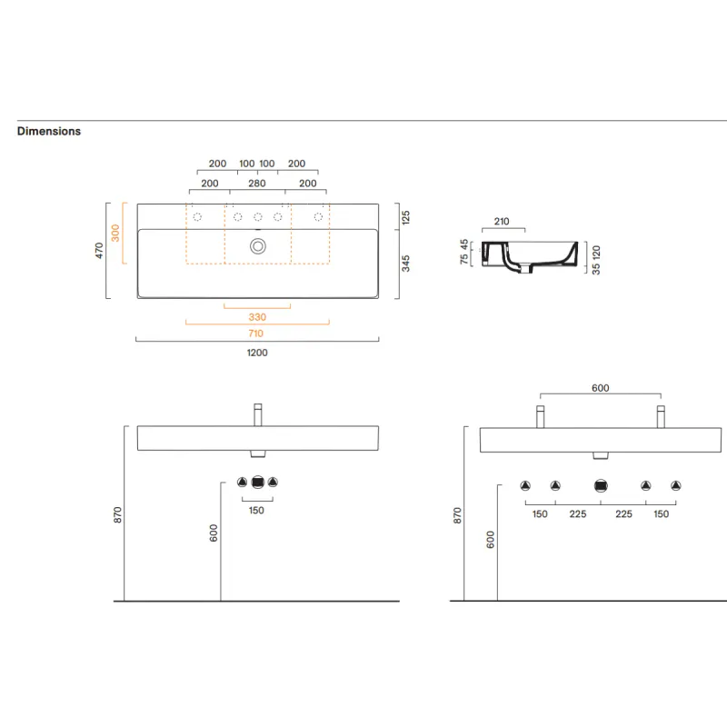 Catalano Premium Vegghengt Servant 120x47 cm
