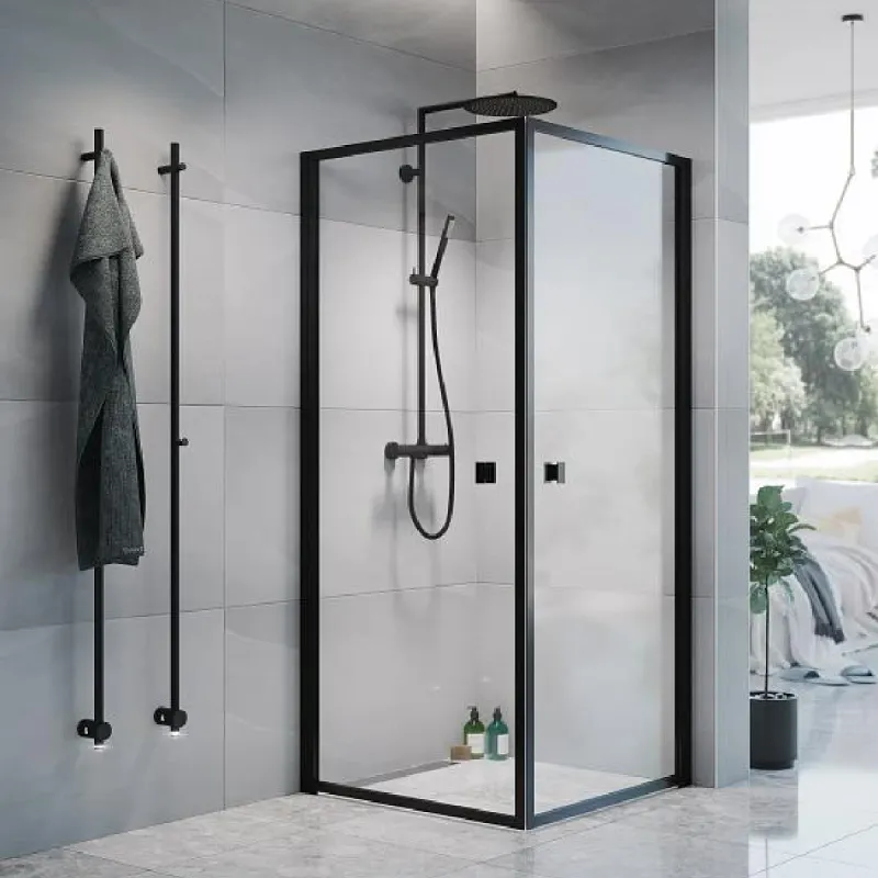 OUTLET: Macro Empire Dusjhjørne 79x89 cm - Uten sprosser - Matt sort