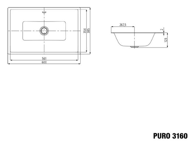 Hovedbilde Kaldewei PURO Underlimt Servant Mod 3160 60x38.5 cm, Alpine White, 0 ...