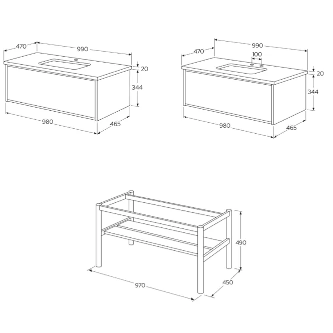 Hovedbilde Gustavsberg Ducentic Servantskap 100 cm med Benramme, Polar Grey ...