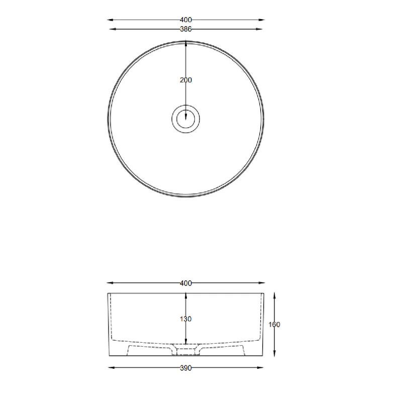 Cielo Theo Rund servant ø40 cm toppmontert