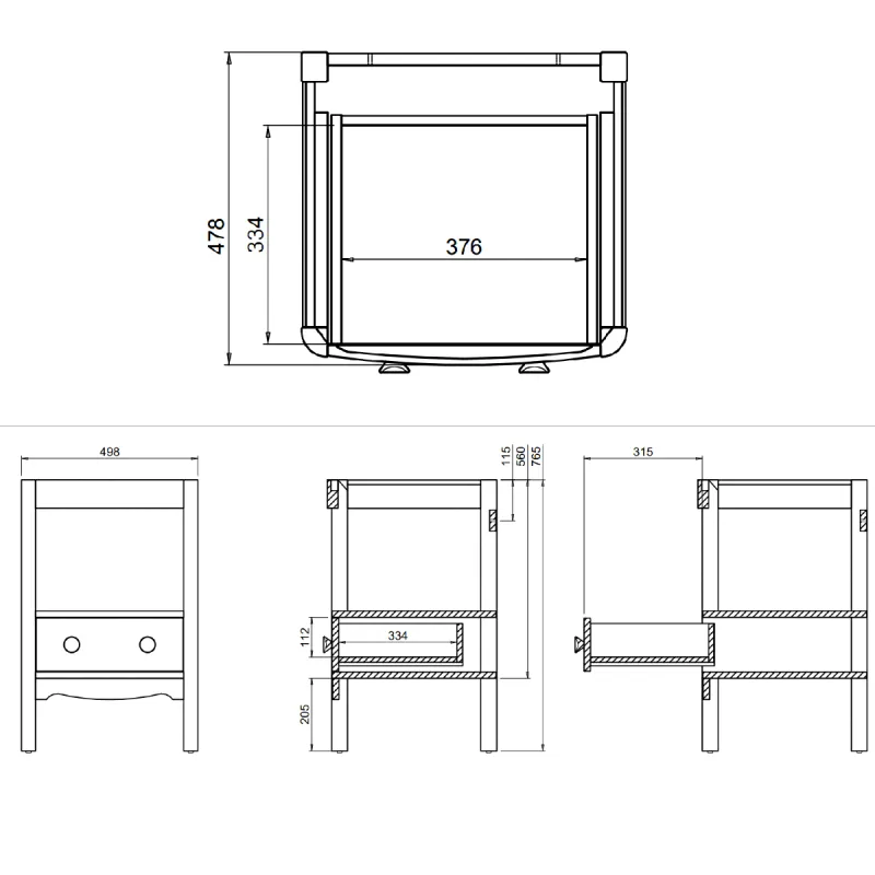 Burlington Guild Servantskap 56 cm med Porselensservant