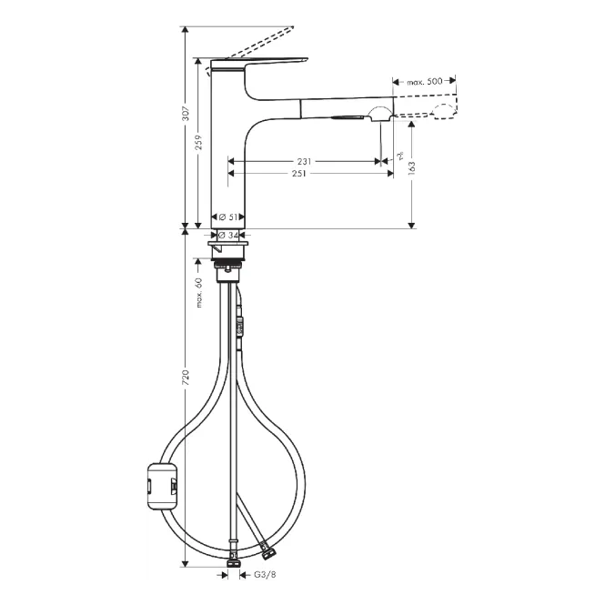 Hovedbilde Hansgrohe Zesis M33 kjøkkenbatteri 160 2jet