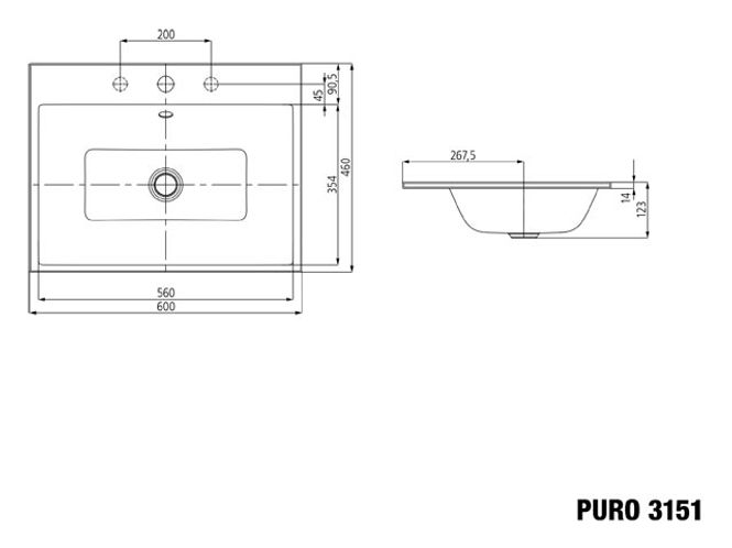 Hovedbilde Kaldewei PURO Mod 3151 Nedfelt Servant, 60x46 cm, Warm Grey 10, 0 ...