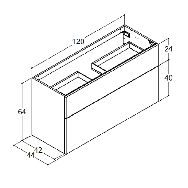 Dansani Inzo Urban Servantskap 120x44 cm med glatt front for enkel servant