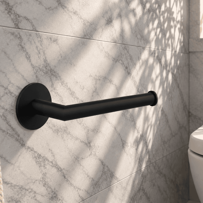 Hovedbilde Smedbo DOT Toalettpapirholder, Selvklebende, Lengde 140 mm, Matt Sort
