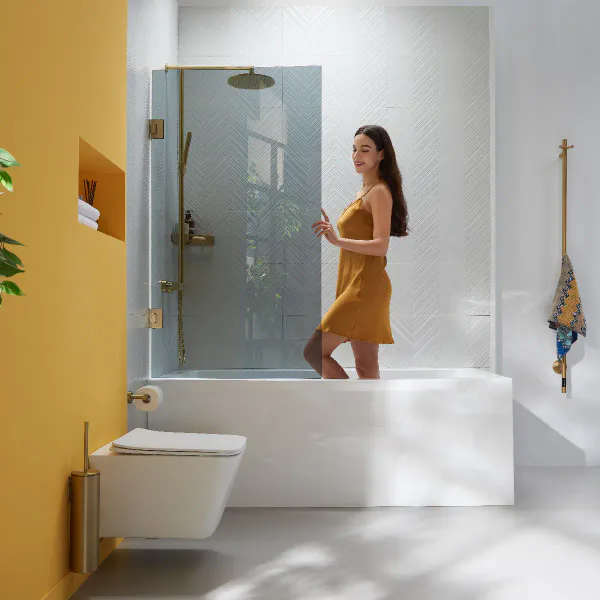 Hovedbilde Scala Bad Silvano Badekarvegg 80x145 cm - Sotet glass