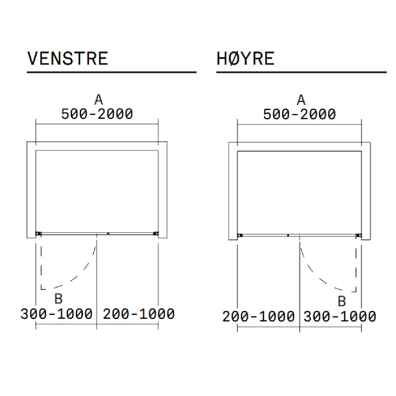 INR Linc 4 Original Dør Med Fastfelt For Dusjnisje 50-200 cm