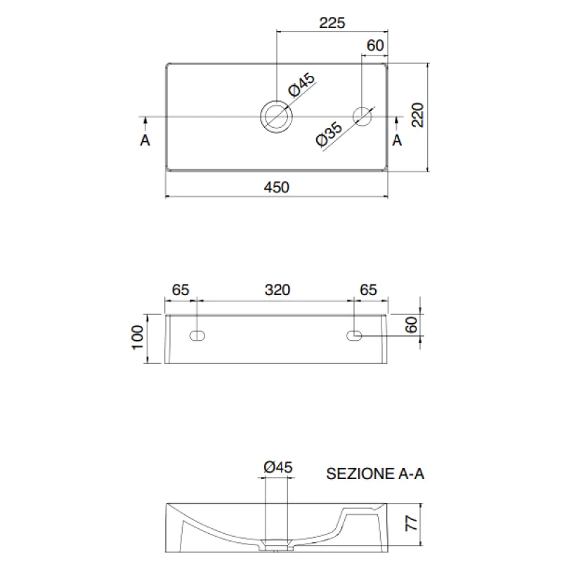 OUTLET: Scarabeo Soft servant 45x22 cm vegg/topp