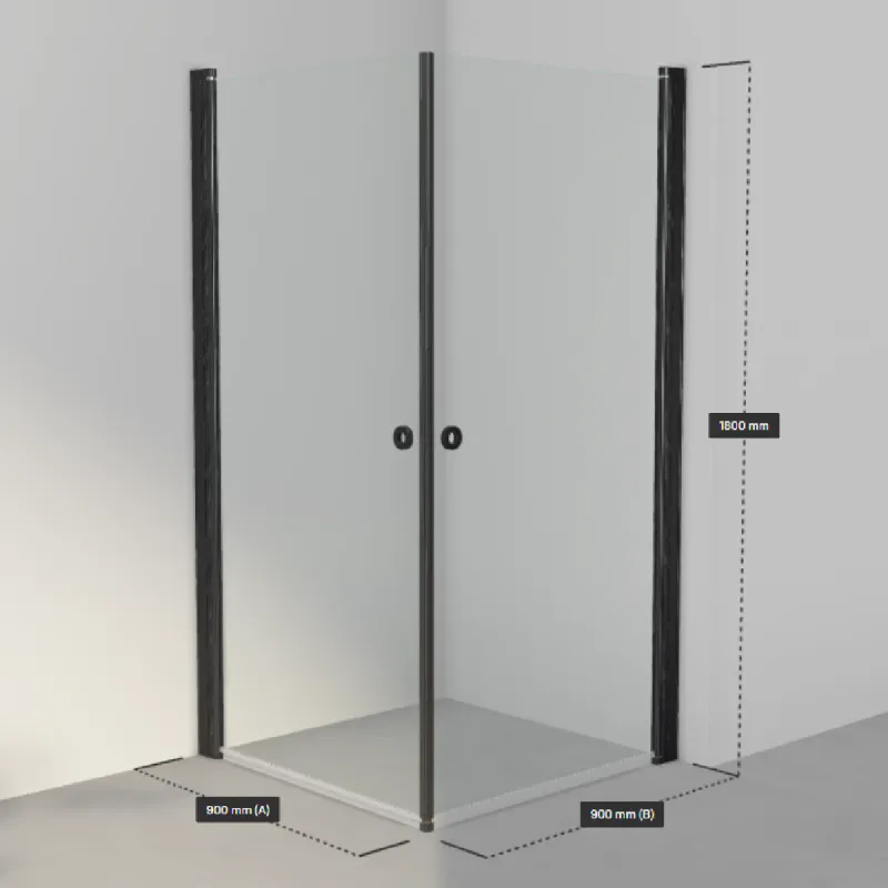 OUTLET: INR LINC Angel Original Dusjhjørne 90x90 cm - 180 cm høyde - Klart glass/Matt sort profiler