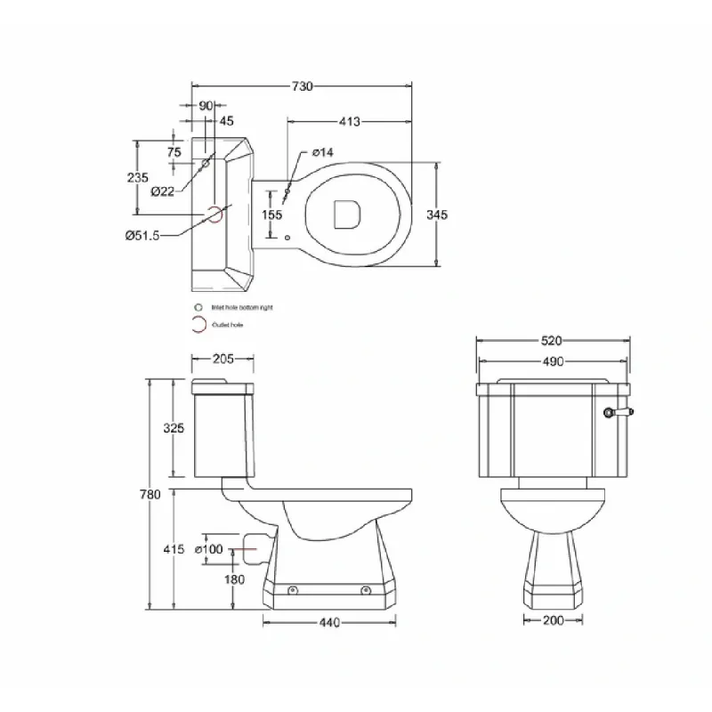 Burlington Standard gulvtoalett inkl.52cm sisterne m/spak