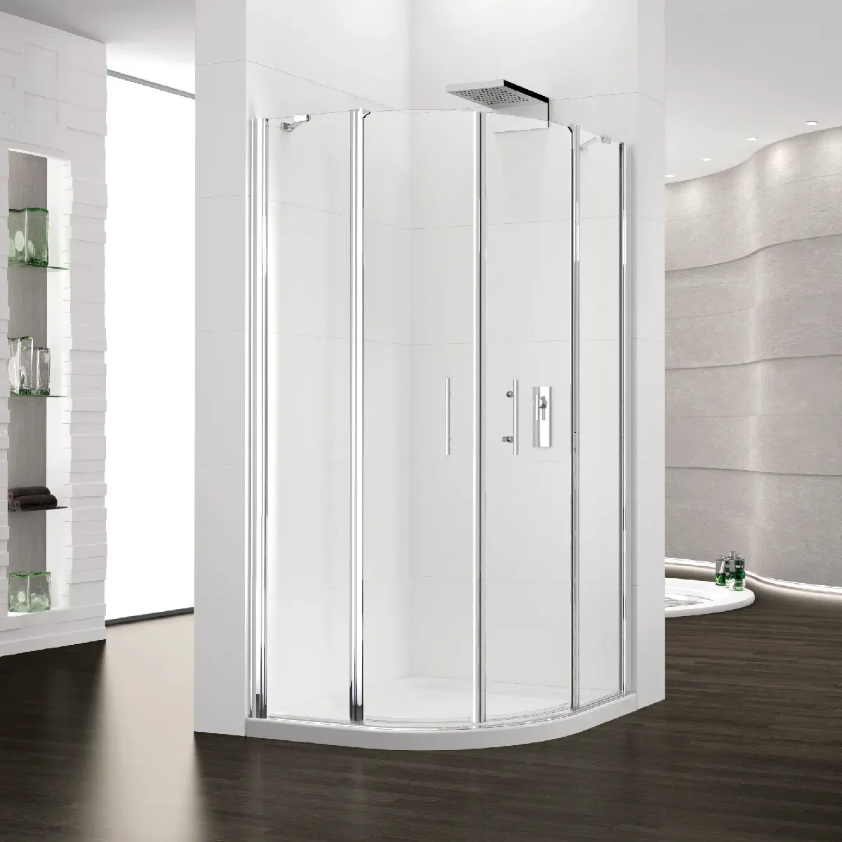 OUTLET: Novellini Young Buet Dusjhjørne 75x90 cm - Fastfelt og Slagdører, Krom