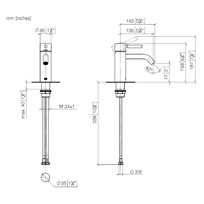Dornbracht Meta Servantbatteri Uten Bunnventil - Krom