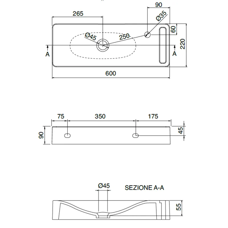 OUTLET: Scarabeo Hung 60 Vegghengt Servant 60x22 cm