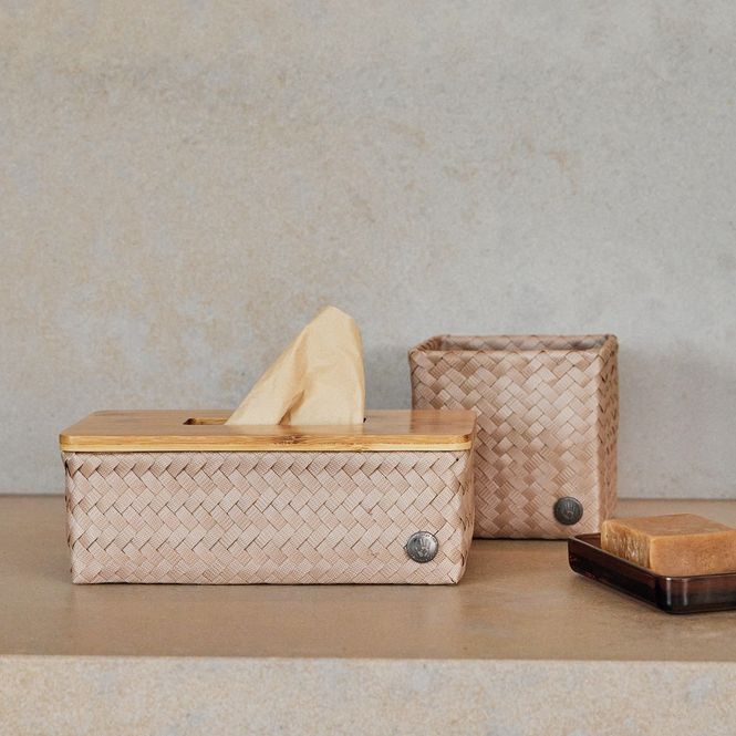 Hovedbilde Handed By Tissue box rectangular caffè latte med bambuslokk