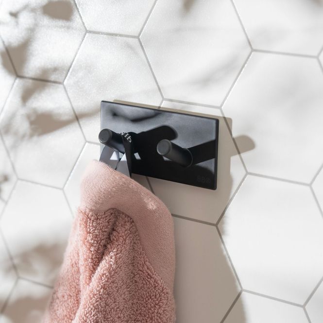 Hovedbilde Beslagsboden DESIGN Dobbel Krok Matt, Sort Rustfritt Stål