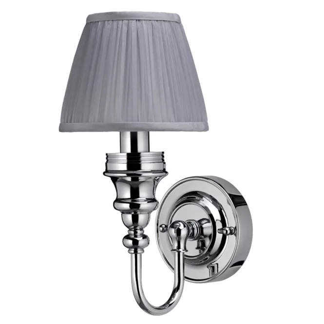 Hovedbilde Burlington Ornate vegglampe med LED-lys - Krom/Lys grå stoff