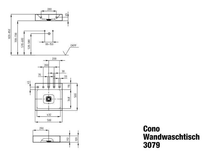 Hovedbilde Kaldewei CONO Mod 3079 Vegghengt Servant, 50x50 cm, Bahama Beige, 3 ...