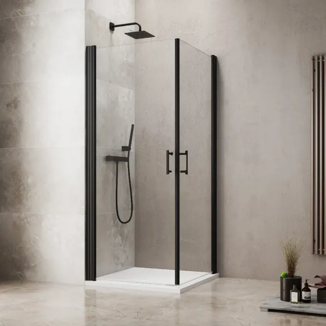 Hovedbilde Duscholux Dusjhjørne med matt sort profil og klart glass