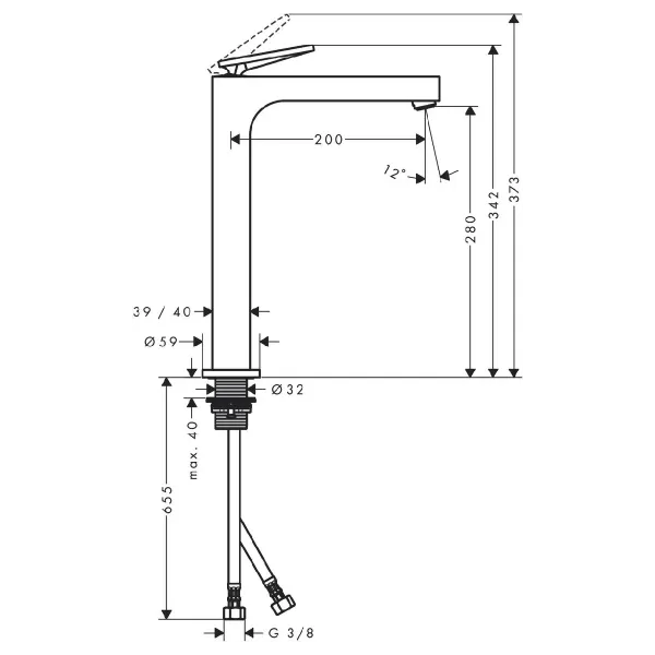 Hovedbilde Axor Citterio 1-greps Servantbatteri 280