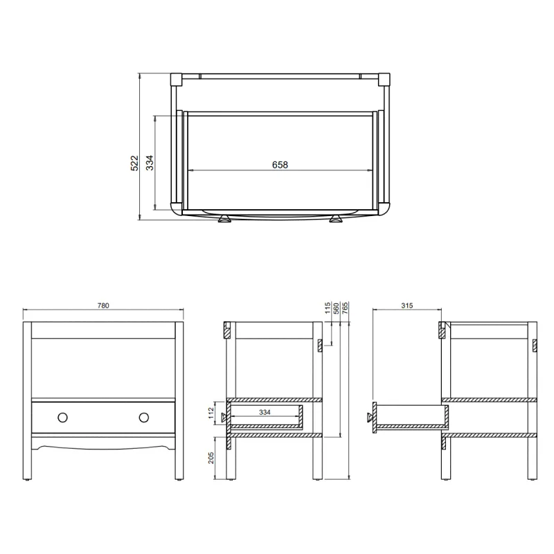 Burlington Guild Servantskap 85 cm med Porselensservant