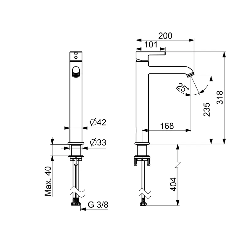 Oras Optima Style Servantbatteri Høy