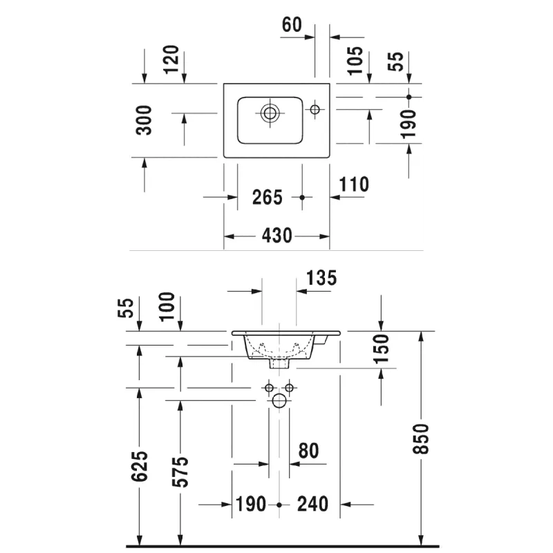 Duravit ME by Starck enkel møbelservant 43 cm - porselen