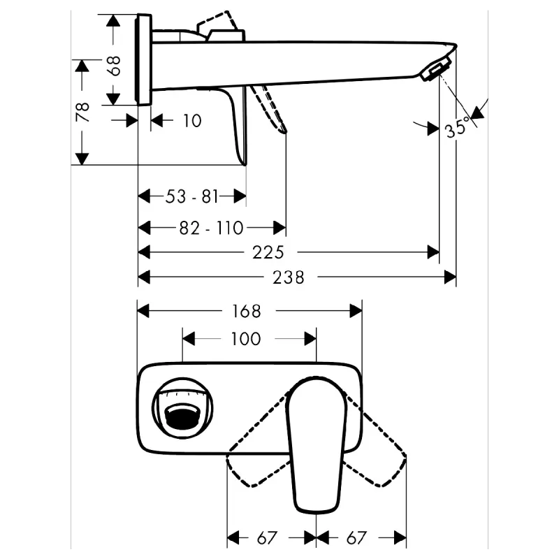 Hansgrohe Talis E 1-greps Innebygd Servantbatteri 22.5 cm tut